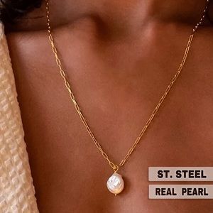 ⚜️𝟯𝟬%𝗢𝗙𝗙 𝗯𝘂𝗻𝗱𝗹𝗲𝘀 𝟯+⚜️ NEW Freshwater Pearl Stainless Steel Necklace